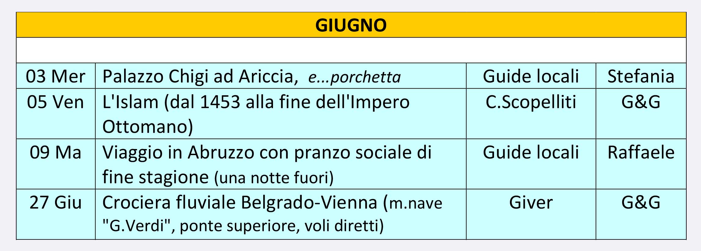 calendario giugno