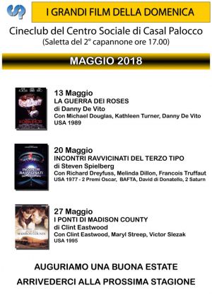 CSP Cineclub Domenica -Progr. Maggio 18